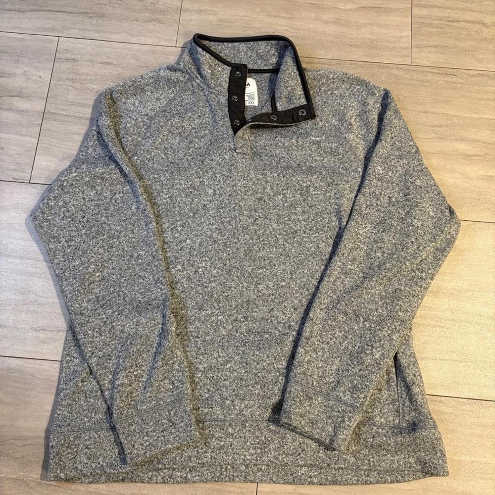 Sonoma Mens Heather Gray Snap Mock Neck Sweater Knit Sweatshirt XXL